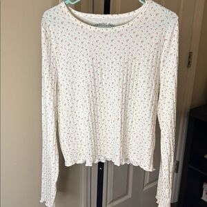 Aeropostale White Patterned Long Sleeve Top